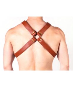 Prowler Red X Chest Harness - Small - Brown/Brass