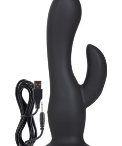 Rechargeable Love Rider Wireless Pleaser Silicone Dual Vibe Waterproof Black 4.25 Inch