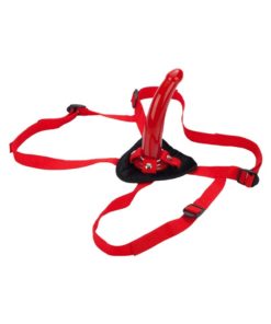 Red Rider Adjustable Strap-On With Dildo 7in - Red