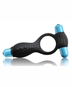 Remix Vibrating Silicone Couples Cock Ring - Black/Blue