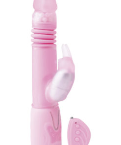 Remote Control Thrusting Rabbit Pearl Vibrator - Pink