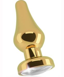 Rich R1 Butt Plug With Sparkling Sapphire -3.9in - Gold