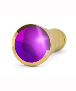 Rich R10 Butt Plug With Sparkling Sapphire - 4.9in - Gold