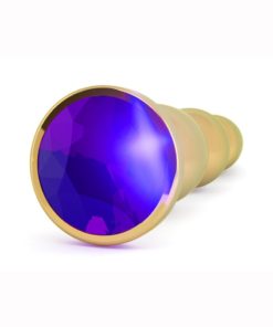 Rich R3 Butt Plug With Sparkling Sapphire - 4.8in - Gold