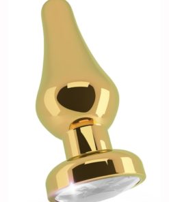 Rich R6 Butt Plug With Sparkling Sapphire - 4.5in - Gold