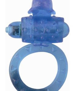 Ring Of Xtasy Dolphin Series Vibrating Cock Ring - Blue