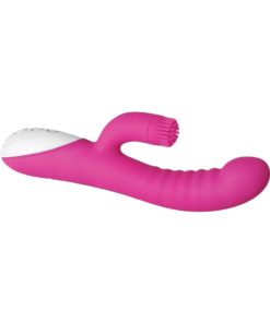Rockin` G Rechargeable Silicone Vibrator Come Hither Motion With Spinning Clitoral Stimulator - Pink