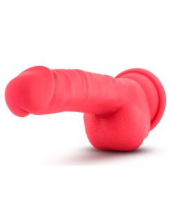 Ruse Shimmy Silicone Dildo With Balls 8.75in - Cerise