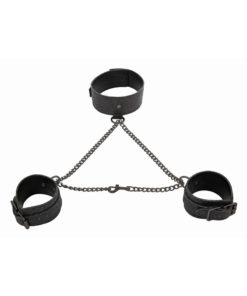 Sex and Mischief Shadow Sparkle Collar and Cuff Set - Black