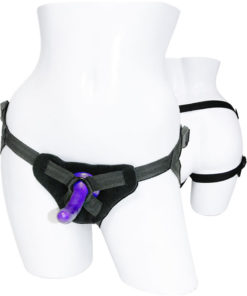 Sex and Mischief Strap-On And Silicone Dildo Kit - Black/Purple