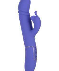 Shameless Seducer Rechargeable Silicone Thrusting Dual Vibrator - Purple