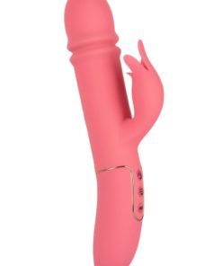 Shameless Tease Rechargeable Silicone Thrusting Dual Vibrator - Pink