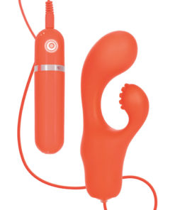 Silicone Gyration Sensations 10 Function Tickler Wired Remote Controled Vibrator Orange 3.5 Inch