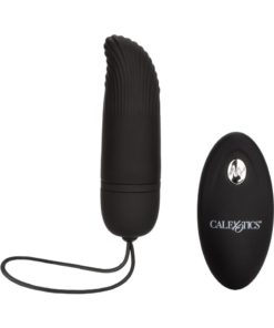 Silicone Ridged G-Spot Bullet With Remote Control - Black