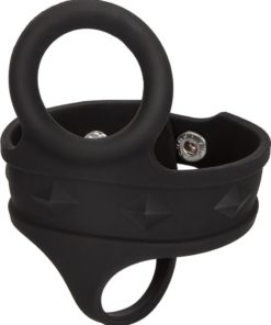 Silicone Tri-Snap Ball Spreader Cock Ring - Black