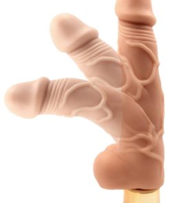 Skinsations Gold Vein Jumper Realistic Bendable Vibrating Dildo With Balls Water Resistant Flesh 7.5 Inch