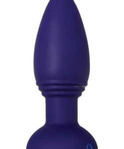 Smooshy Tooshy Rechargeable Silicone Anal Plug With Remote Control - Navy Blue