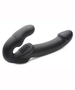 Strap U Evoke Super Charged Rechargeable Silicone Vibrating Strapless Strap On - Black
