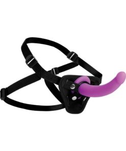 Strap U Navigator Silicone G-Spot 7in Dildo with Harness - Purple