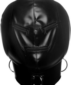 Strict Bondage Hood With Posture Collar And Zippers