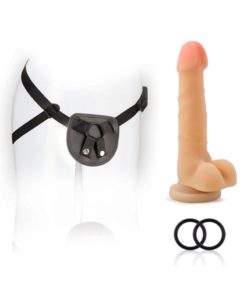 SX For You Harness Kit with Silicone Dildo 7in - Black