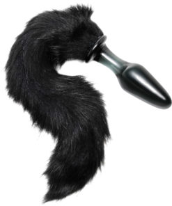 Tailz Midnight Fox Glass Butt Plug with Tail - Black