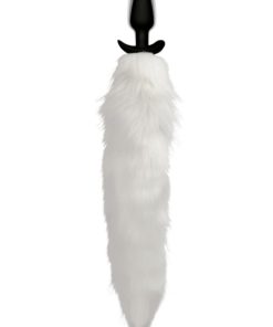 Tailz Vibrating White Fox Tail Slender Anal Plug - White