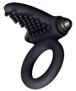 The 9`s - S-Bullet Ring Tongue Silicone Vibrating Cock Ring - Black