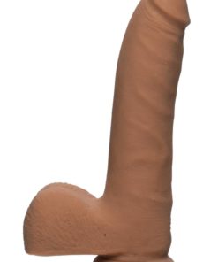 The D Realistic D Ultraskyn Slim Dildo with Balls 7in - Caramel