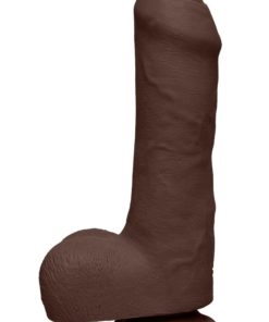 The D Uncut D Ultraskyn Dildo with Balls 7in - Chocolate