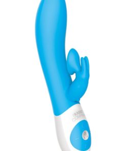 The Kissing Rabbit Rechargeable Silicone Vibrator With Clitoral Suction - Blue