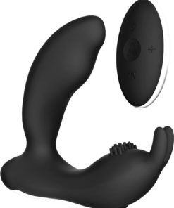 The Prostate Rabbit Rechargeable Silicone Vibrator With Clitoral And Anal Stimulation With Remote Control - Black