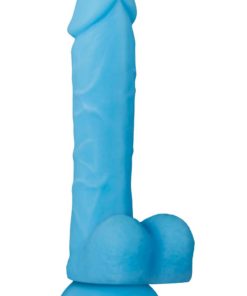 Touch And Glow Silicone Realistic Dildo 8in - Blue