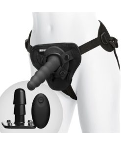 Vac-U-Lock Ripple Vibrating Silicone Pleasure Set With Remote Control - Black